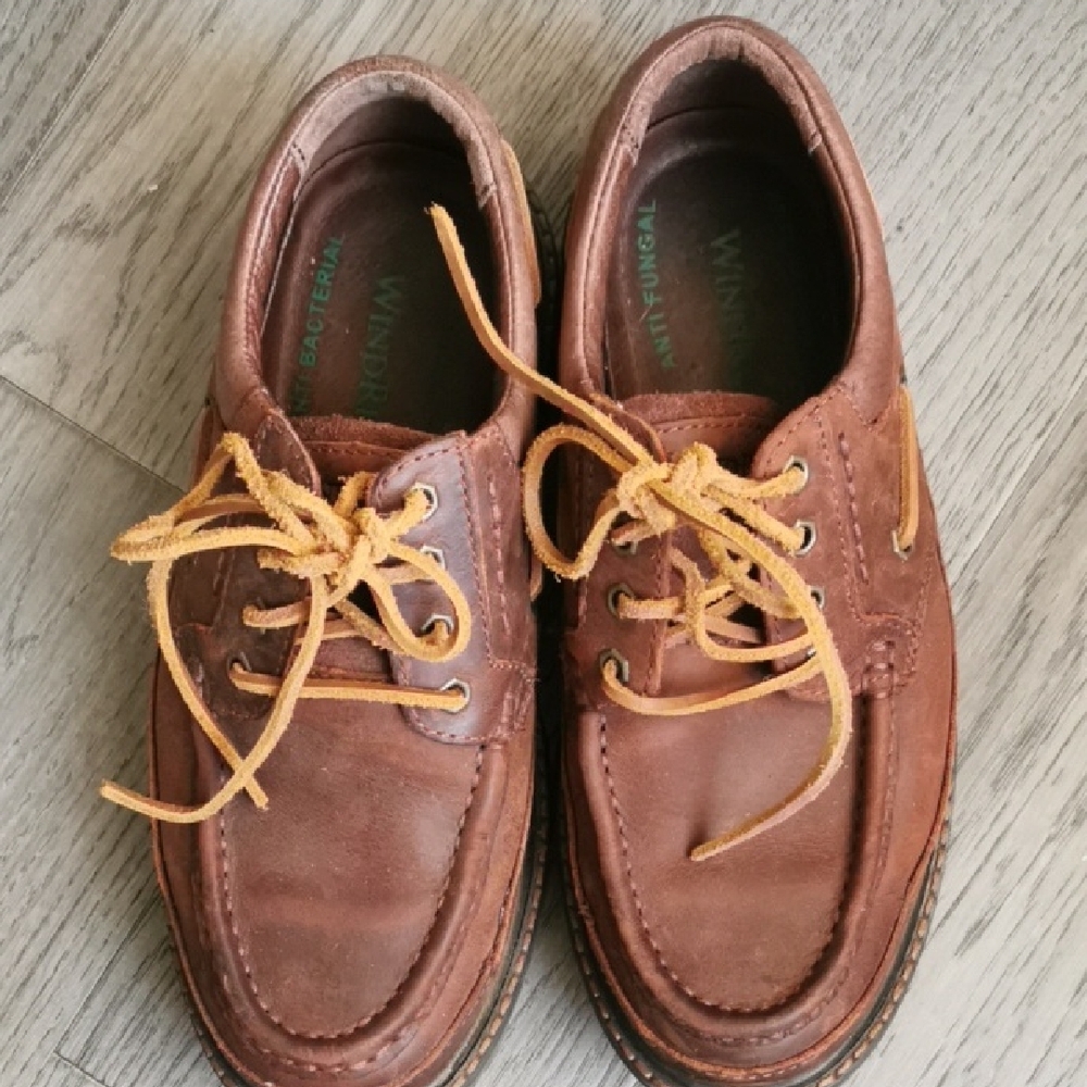 Mens Wind River Brown Rugged Leather Boat  Deck Shoes / Suede Laces Size 8